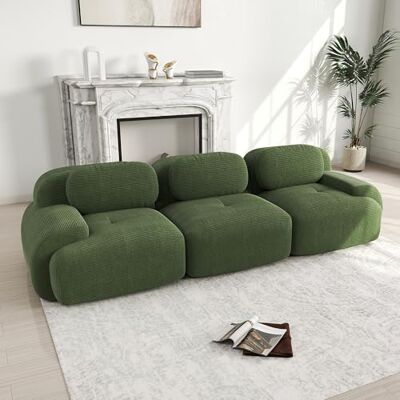 VILUXE Canapé 3 places en velours côtelé sans cadre vert Canapé modulaire avec tabouret, tissu velours côtelé mousse 32D, salon, chambre à coucher, home cinéma, familles et invités - Publicité VILUXE Canapé 3 places en velours côtelé sans cadre vert Canapé modulaire avec tabouret, tissu velours côtelé mousse 32D, salon, chambre à coucher, home cinéma, familles et invités - Publicité
