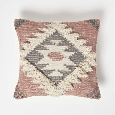 HOMESCAPES Coussin Rose Kilim en Laine et Coton Pali, Coussin carré 45x45 cm, Coussin décoratif berbère - Publicité HOMESCAPES Coussin Rose Kilim en Laine et Coton Pali, Coussin carré 45x45 cm, Coussin décoratif berbère - Publicité
