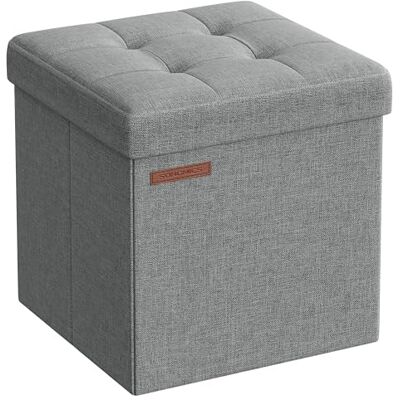 SONGMICS Tabouret de Rangement, Petit Pouf Pliable, 30 x 30 cm, Repose-Pieds Cubique avec Rangement, Charge jusqu'à 130 kg, pour Salon, Chambre, Dortoir, Gris Clair LSF028G02 - Publicité SONGMICS Tabouret de Rangement, Petit Pouf Pliable, 30 x 30 cm, Repose-Pieds Cubique avec Rangement, Charge jusqu'à 130 kg, pour Salon, Chambre, Dortoir, Gris Clair LSF028G02 - Publicité