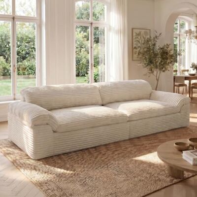 Vesgantti 260CM Compressible Canapé, Canape 3 Places avec Assise Profonde, Velours Côtelé, Moderne Modulable Cloud, pour Salon, Chambre d’Amis, Aucun Assemblage Requis, Beige - Publicité Vesgantti 260CM Compressible Canapé, Canape 3 Places avec Assise Profonde, Velours Côtelé, Moderne Modulable Cloud, pour Salon, Chambre d’Amis, Aucun Assemblage Requis, Beige - Publicité