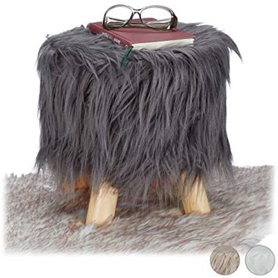 Relaxdays 10025735_111 Tabouret fausse fourrure poils pouf 4 pieds, synthétique, Gris, 31 x 31 cm - Publicité Relaxdays 10025735_111 Tabouret fausse fourrure poils pouf 4 pieds, synthétique, Gris, 31 x 31 cm - Publicité