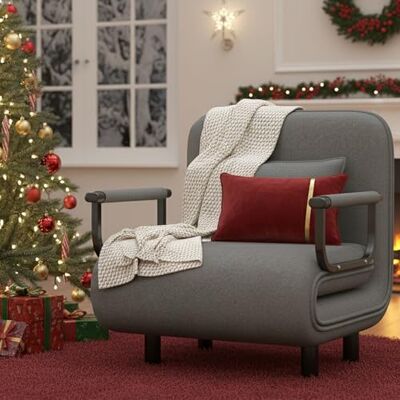 Fabulcozy Chauffeuse Canapé-lit Fauteuil Convertible Grand Confort Coussin Accoudoirs Métal 60L x 68I x 85H cm(Gris) - Publicité Fabulcozy Chauffeuse Canapé-lit Fauteuil Convertible Grand Confort Coussin Accoudoirs Métal 60L x 68I x 85H cm(Gris) - Publicité