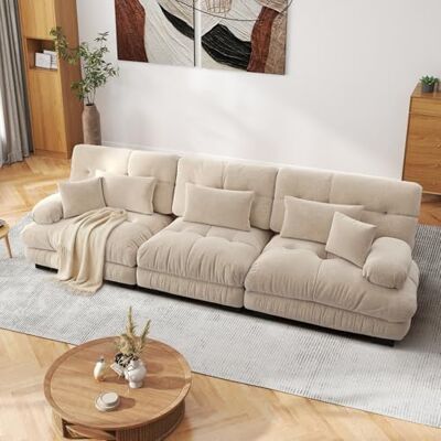 SoarFlash Canapé modulable 3 Places Salon Moderne, canapé Nuage en Tissu Chenille avec accoudoirs, Taupe Clair, 77×313cm - Publicité SoarFlash Canapé modulable 3 Places Salon Moderne, canapé Nuage en Tissu Chenille avec accoudoirs, Taupe Clair, 77×313cm - Publicité