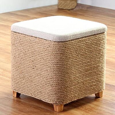 BHBXZZDB Siège en Lin Peu encombrant Pouf de Rangement, Grande capacité Couloir Assis Repose-Pieds Tabouret pour Salon Chambre, rotin Fait Main Tabouret de Rangement-Naturel 40x40x44cm(16x1 - Publicité BHBXZZDB Siège en Lin Peu encombrant Pouf de Rangement, Grande capacité Couloir Assis Repose-Pieds Tabouret pour Salon Chambre, rotin Fait Main Tabouret de Rangement-Naturel 40x40x44cm(16x1 - Publicité