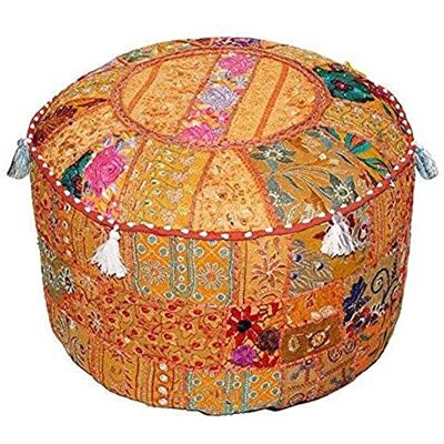 Aakriti Gallery Housse de Pouf brodée en Coton Indien Housse de Pouf Ronde ottomane Housse Uniquement (45,7 x 33 cm) (Orange, 46 x 33 cm) - Publicité Aakriti Gallery Housse de Pouf brodée en Coton Indien Housse de Pouf Ronde ottomane Housse Uniquement (45,7 x 33 cm) (Orange, 46 x 33 cm) - Publicité