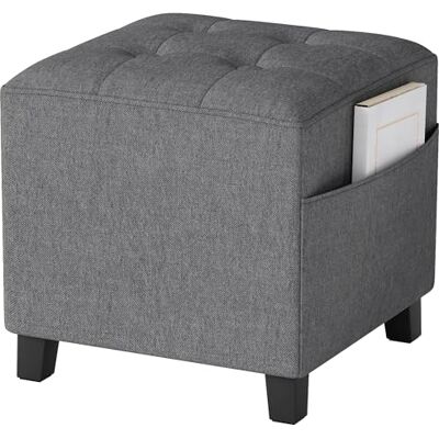 Petit ottoman carré HOMCOM avec siège rembourré pour salon Gris - Publicité Petit ottoman carré HOMCOM avec siège rembourré pour salon Gris - Publicité