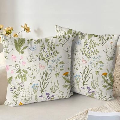 XPHZZL Lot de 2 housses de coussin 60 x 60 cm Douces Housses de coussin fleurs sauvages de couleur vert sauge pour canapé, lit, jardin, extérieur, décor printanier avec fermeture éclair invisible - Publicité XPHZZL Lot de 2 housses de coussin 60 x 60 cm Douces Housses de coussin fleurs sauvages de couleur vert sauge pour canapé, lit, jardin, extérieur, décor printanier avec fermeture éclair invisible - Publicité
