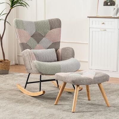 BTM Fauteuil a Bascule avec Repose Pied, Rocking Chair with Foot Rest Réglable - Publicité BTM Fauteuil a Bascule avec Repose Pied, Rocking Chair with Foot Rest Réglable - Publicité