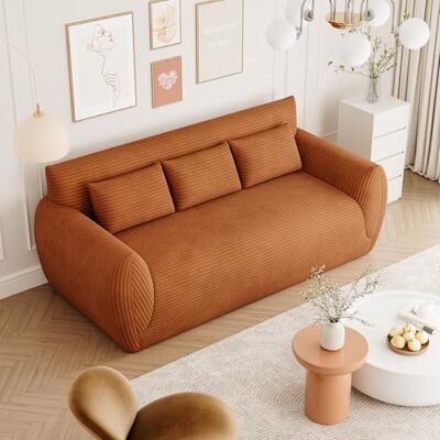 Vesgantti Canapé 3 Places Velours Côtelé, Canapé Compressé 200 cm sans Montage, Canapé de Sol Rembourré avec 3 Coussins, Idéal pour Petit Espace, Salon, Chambre, Bureau 200 x 94 x 80 cm, Orange - Publicité Vesgantti Canapé 3 Places Velours Côtelé, Canapé Compressé 200 cm sans Montage, Canapé de Sol Rembourré avec 3 Coussins, Idéal pour Petit Espace, Salon, Chambre, Bureau 200 x 94 x 80 cm, Orange - Publicité