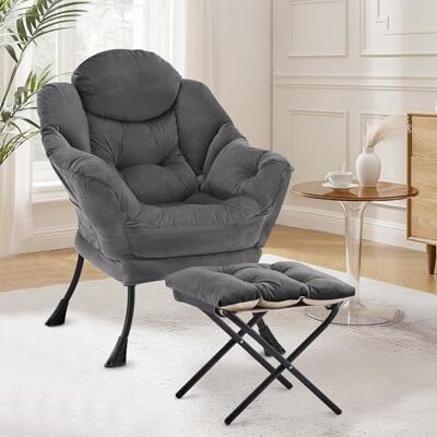 XH.Easy Go Fauteuil de Salon Scandinave Détente avec Poche Latérale, Fauteuil Lecture avec Repose-Pieds Confortable pour Chambre Salon Bureau,Gris foncé - Publicité XH.Easy Go Fauteuil de Salon Scandinave Détente avec Poche Latérale, Fauteuil Lecture avec Repose-Pieds Confortable pour Chambre Salon Bureau,Gris foncé - Publicité