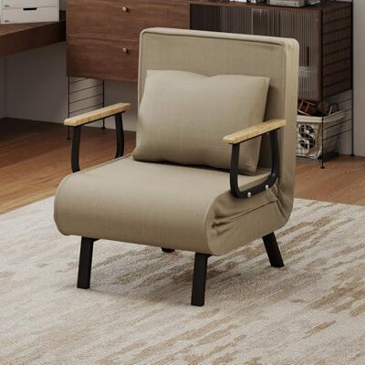 Fabulcozy Canapé Lit Convertible 1 Place Fauteuil Lit Réglable Housse Amovible Coussin Moelleux, Pieds Métal pour Salon/Bureau(Kaki) - Publicité Fabulcozy Canapé Lit Convertible 1 Place Fauteuil Lit Réglable Housse Amovible Coussin Moelleux, Pieds Métal pour Salon/Bureau(Kaki) - Publicité
