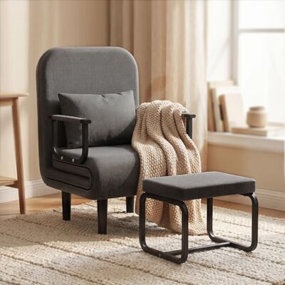 Fabulcozy Fauteuil Convertible avec Repose-Pieds, 5 Positions Réglables, Canapé Lit 2 en 1, Fauteuil Salon Moderne avec Coussin, Convient pour Salon, Chambre, Bureau - Publicité Fabulcozy Fauteuil Convertible avec Repose-Pieds, 5 Positions Réglables, Canapé Lit 2 en 1, Fauteuil Salon Moderne avec Coussin, Convient pour Salon, Chambre, Bureau - Publicité