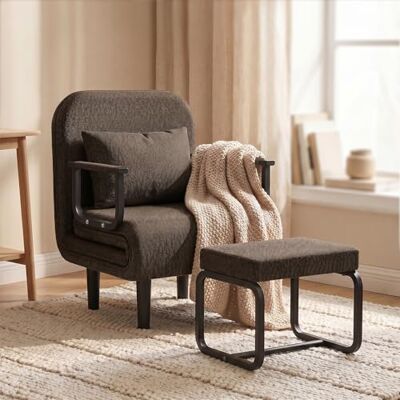 Fabulcozy Fauteuil Convertible avec Repose-Pieds, 5 Positions Réglables, Canapé Lit 2 en 1, Fauteuil Salon Moderne avec Coussin, Convient pour Salon, Chambre, Bureau - Publicité Fabulcozy Fauteuil Convertible avec Repose-Pieds, 5 Positions Réglables, Canapé Lit 2 en 1, Fauteuil Salon Moderne avec Coussin, Convient pour Salon, Chambre, Bureau - Publicité