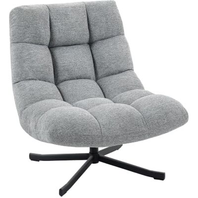 HOMCOM Fauteuil Salon sans Accoudoirs en Tissu Chenille Gris Chaise Pivotante, Assise Rembourrée et Large, Pieds Croisés en Acier sans Roulettes, Fauteuil Relax pour Chambre et Salon - Publicité HOMCOM Fauteuil Salon sans Accoudoirs en Tissu Chenille Gris Chaise Pivotante, Assise Rembourrée et Large, Pieds Croisés en Acier sans Roulettes, Fauteuil Relax pour Chambre et Salon - Publicité