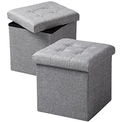 WOLTU Lot de 2 Tabouret Cube de Rangement Repose Pieds Pliant,Couvercle Amovible siège en Lin, 37,5x37,5x38cm (L x L x H) Gris Clair - Publicité WOLTU Lot de 2 Tabouret Cube de Rangement Repose Pieds Pliant,Couvercle Amovible siège en Lin, 37,5x37,5x38cm (L x L x H) Gris Clair - Publicité