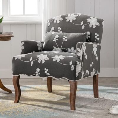 Ya-Home Fauteuil de Salon Vintage avec Pied en Bois et Oreiller Lombaire Fauteuil Rembouré Coussin Epais, Chaise avec Accoudoirs pour Salon, Gris - Publicité Ya-Home Fauteuil de Salon Vintage avec Pied en Bois et Oreiller Lombaire Fauteuil Rembouré Coussin Epais, Chaise avec Accoudoirs pour Salon, Gris - Publicité