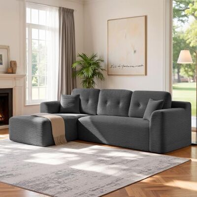 VASAGLE Canapé d’Angle, Canapé Modulable 244 cm, Livré Compressé en Colis, sans Montage, avec Grande Méridienne à Gauche, pour Salon, Chambre d’Amis, Gris Ardoise LCS183GN01 - Publicité VASAGLE Canapé d’Angle, Canapé Modulable 244 cm, Livré Compressé en Colis, sans Montage, avec Grande Méridienne à Gauche, pour Salon, Chambre d’Amis, Gris Ardoise LCS183GN01 - Publicité