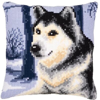 Vervaco Kit coussin au point de croix Le husky 1200977 Multicolore - Publicité Vervaco Kit coussin au point de croix Le husky 1200977 Multicolore - Publicité