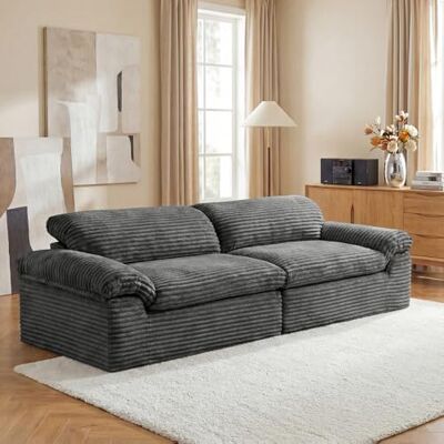 Vesgantti 260 cm Compressible canapé, Canapé 3 Places avec Assise Profonde, Velours Côtelé, Moderne modulable Cloud, pour Salon, Chambre d’Amis, Aucun Assemblage requis, Gris Foncé - Publicité Vesgantti 260 cm Compressible canapé, Canapé 3 Places avec Assise Profonde, Velours Côtelé, Moderne modulable Cloud, pour Salon, Chambre d’Amis, Aucun Assemblage requis, Gris Foncé - Publicité