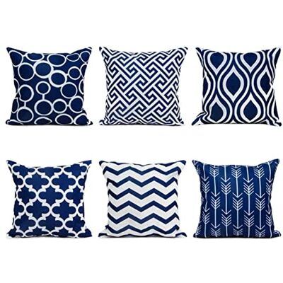 TIDWIACE Lot de 6 Bleu Foncé Housse de Coussin 45 x 45 cm Microfibre en Coton et Lin Taies d'oreiller Décoratives, Géométrique for canapé Decoration Canapé Salon Moderne Voiture Chambre - Publicité TIDWIACE Lot de 6 Bleu Foncé Housse de Coussin 45 x 45 cm Microfibre en Coton et Lin Taies d'oreiller Décoratives, Géométrique for canapé Decoration Canapé Salon Moderne Voiture Chambre - Publicité