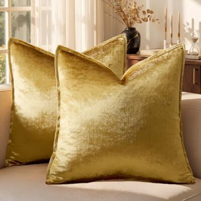 OMMATO Housses de Coussin 40x40 cm en Velours Coussin Décoration Canapé pour Salon Chambre Housse Coussin d'or 2pcs - Publicité OMMATO Housses de Coussin 40x40 cm en Velours Coussin Décoration Canapé pour Salon Chambre Housse Coussin d'or 2pcs - Publicité