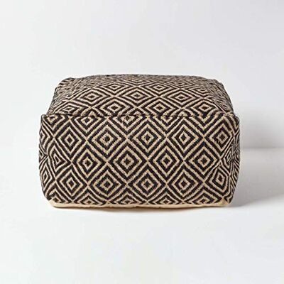 HOMESCAPES Pouf carré en Jute Motifs Losanges Noir 60 x 60 cm - Publicité HOMESCAPES Pouf carré en Jute Motifs Losanges Noir 60 x 60 cm - Publicité