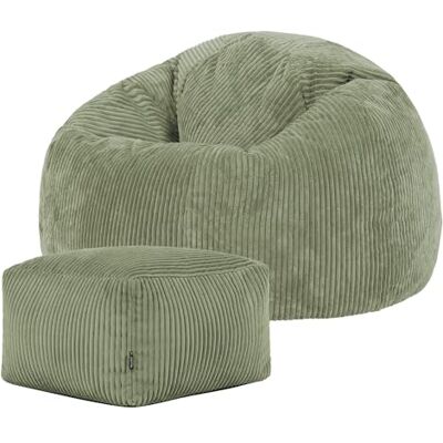 Icon Kingston Pouf Velours Côtelé avec Tabouret, Pouf Poire avec Remplissage, Fauteuil Salon Confortable, Fauteuil Chambre, Meuble Salon, Decoration Chambre, Vert Sauge - Publicité Icon Kingston Pouf Velours Côtelé avec Tabouret, Pouf Poire avec Remplissage, Fauteuil Salon Confortable, Fauteuil Chambre, Meuble Salon, Decoration Chambre, Vert Sauge - Publicité