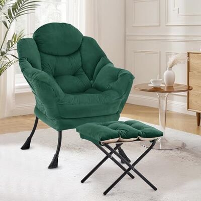 XH.Easy Go Fauteuil de Salon Scandinave Détente avec Poche Latérale, Fauteuil Lecture avec Repose-Pieds Confortable pour Chambre Salon Bureau,Vert - Publicité XH.Easy Go Fauteuil de Salon Scandinave Détente avec Poche Latérale, Fauteuil Lecture avec Repose-Pieds Confortable pour Chambre Salon Bureau,Vert - Publicité