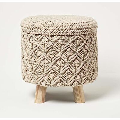 Homescapes - Indy Macrame Storage - naturel - Footstool - Publicité Homescapes - Indy Macrame Storage - naturel - Footstool - Publicité