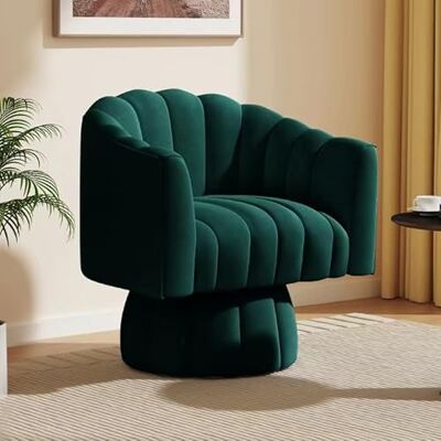 SEYNAR Mid Century Fauteuil rond pivotant à 360 ° avec chaise en velours large rembourrée et moelleuse pour salon, chambre à coucher, bureau, salle d'attente (vert) - Publicité SEYNAR Mid Century Fauteuil rond pivotant à 360 ° avec chaise en velours large rembourrée et moelleuse pour salon, chambre à coucher, bureau, salle d'attente (vert) - Publicité