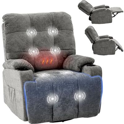 FLEXISPOT Fauteuil Relax Électrique Pivotant et à Bascule,Fauteuil Allaitement,Massage 8 Points Chauffant,Inclinable 105–165°,USB&Type-C,Porte-gobelets,Idéal Salon et Home Cinéma,Charge 200 kg,Gris - Publicité FLEXISPOT Fauteuil Relax Électrique Pivotant et à Bascule,Fauteuil Allaitement,Massage 8 Points Chauffant,Inclinable 105–165°,USB&Type-C,Porte-gobelets,Idéal Salon et Home Cinéma,Charge 200 kg,Gris - Publicité