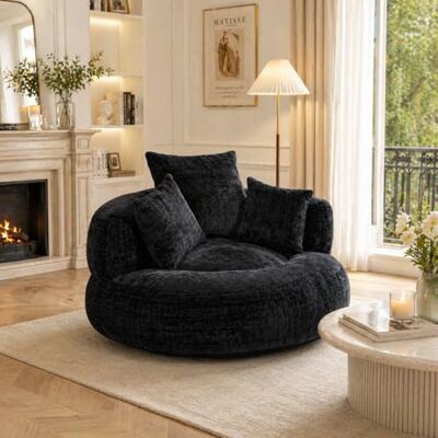QLTXYHML Canapé Lounge Relax en Chenille Orange, Fauteuil Lazy à Dossier Haut avec 3 Coussins, Chaise Gaming Confortable pour Adultes et Enfants (Noir + Chenille + Mousse) - Publicité QLTXYHML Canapé Lounge Relax en Chenille Orange, Fauteuil Lazy à Dossier Haut avec 3 Coussins, Chaise Gaming Confortable pour Adultes et Enfants (Noir + Chenille + Mousse) - Publicité