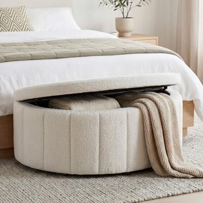 tectake ® Banquette rembourrée 108 x 48 x 38,5 cm, Banc Coffre avec Grand Espace de Rangement, Capacité de Charge 150 kg, Banquette, Assise Confortable, Meuble Rangement Chambre, Salon Bouclé Crème - Publicité tectake ® Banquette rembourrée 108 x 48 x 38,5 cm, Banc Coffre avec Grand Espace de Rangement, Capacité de Charge 150 kg, Banquette, Assise Confortable, Meuble Rangement Chambre, Salon Bouclé Crème - Publicité
