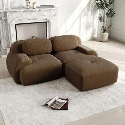 VILUXE Canapé 2 places avec tabouret en velours côtelé (marron, 2S+1) Canapé modulaire avec tabouret, tissu velours côtelé mousse 32D, salon, chambre à coucher, home cinéma, familles et invités - Publicité VILUXE Canapé 2 places avec tabouret en velours côtelé (marron, 2S+1) Canapé modulaire avec tabouret, tissu velours côtelé mousse 32D, salon, chambre à coucher, home cinéma, familles et invités - Publicité