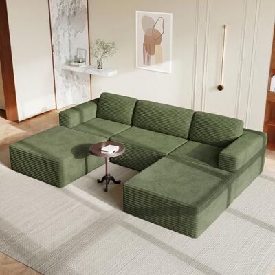 Vesgantti Grand Canapé d’Angle Modulaire en U 303 cm Convertible en Lit, Assise Extra Profonde, Velours Côtelé avec Ressorts, Canapé 3 Places Boneless pour Salon - Publicité Vesgantti Grand Canapé d’Angle Modulaire en U 303 cm Convertible en Lit, Assise Extra Profonde, Velours Côtelé avec Ressorts, Canapé 3 Places Boneless pour Salon - Publicité