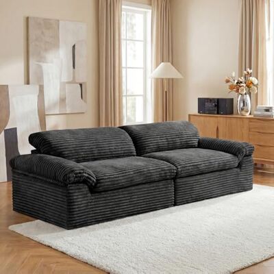 Vesgantti Canapé 3 Places 260 cm, Canapé Boneless Tout Mousse avec Assise Profonde 64 cm, Canapé Confortable en Velours Côtelé, Accoudoirs Arrondis, sans Assemblage, Noir - Publicité Vesgantti Canapé 3 Places 260 cm, Canapé Boneless Tout Mousse avec Assise Profonde 64 cm, Canapé Confortable en Velours Côtelé, Accoudoirs Arrondis, sans Assemblage, Noir - Publicité
