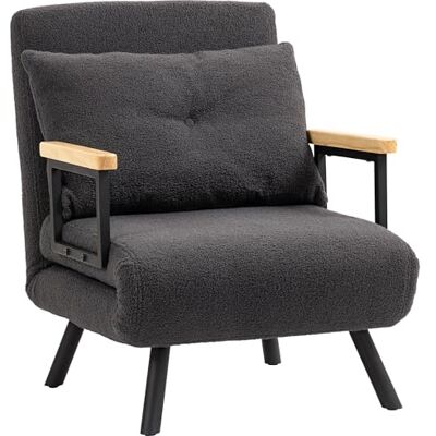 HOMCOM Canapé-lit 1 Place Canapé-lit Pliant rembourré en Velours avec Dossier réglable à 5 Niveaux et Oreiller rembourré pour Le Bureau, la Chambre à Coucher et Le Salon 63x73x81 cm Gris foncé - Publicité HOMCOM Canapé-lit 1 Place Canapé-lit Pliant rembourré en Velours avec Dossier réglable à 5 Niveaux et Oreiller rembourré pour Le Bureau, la Chambre à Coucher et Le Salon 63x73x81 cm Gris foncé - Publicité