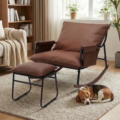HomeMiYN Fauteuil à Bascule Allaitement avec Repose Pieds, Poche latérale, Accoudoirs et Bases en Bois, Rocking Chair pour Salon, Chambre, Balcon, Chambre Bebe,Nursery, Tissu Technique, Marron - Publicité HomeMiYN Fauteuil à Bascule Allaitement avec Repose Pieds, Poche latérale, Accoudoirs et Bases en Bois, Rocking Chair pour Salon, Chambre, Balcon, Chambre Bebe,Nursery, Tissu Technique, Marron - Publicité