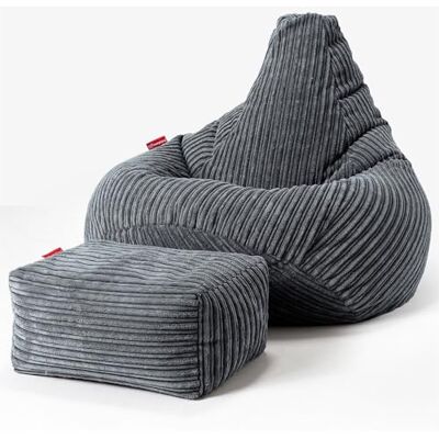 Lounge Pug Pouf Poire Gamer avec Repose-Pieds en Velours Côtelé Ultra Pelucheux Facilement Transportable, Assise Confortable, Pouf Salon, Adulte, Chambre Ado Gris Ardoise - Publicité Lounge Pug Pouf Poire Gamer avec Repose-Pieds en Velours Côtelé Ultra Pelucheux Facilement Transportable, Assise Confortable, Pouf Salon, Adulte, Chambre Ado Gris Ardoise - Publicité