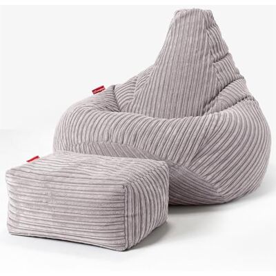 Lounge Pug Pouf Poire Gamer avec Repose-Pieds en Velours Côtelé Ultra Pelucheux Facilement Transportable, Assise Confortable, Pouf Salon, Adulte, Chambre Ado Gris Argent - Publicité Lounge Pug Pouf Poire Gamer avec Repose-Pieds en Velours Côtelé Ultra Pelucheux Facilement Transportable, Assise Confortable, Pouf Salon, Adulte, Chambre Ado Gris Argent - Publicité