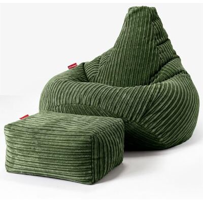 Lounge Pug Pouf Poire Gamer avec Repose-Pieds en Velours Côtelé Ultra Pelucheux Facilement Transportable, Assise Confortable, Pouf Salon, Adulte, Chambre Ado Vert Forêt - Publicité Lounge Pug Pouf Poire Gamer avec Repose-Pieds en Velours Côtelé Ultra Pelucheux Facilement Transportable, Assise Confortable, Pouf Salon, Adulte, Chambre Ado Vert Forêt - Publicité