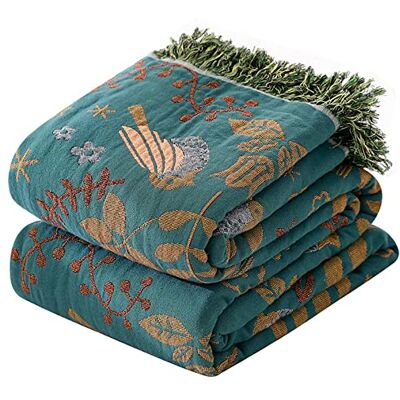 HOORDRY Couverture en coton tissée Motif franges Couvre-lit double face Style bohème 230 x 250 cm Bleu/beige Élégante et douillette Couverture de canapé, de fauteuil - Publicité HOORDRY Couverture en coton tissée Motif franges Couvre-lit double face Style bohème 230 x 250 cm Bleu/beige Élégante et douillette Couverture de canapé, de fauteuil - Publicité