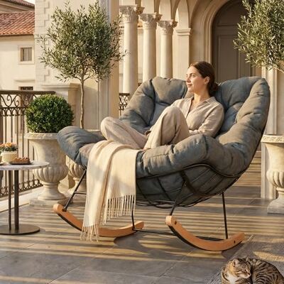 FLEXISPOT Fauteuil à Bascule,Rocking Chair,Fauteuil Allaitement XL Large,Coussin épais Respirant imperméable et Anti-décoloration,Balancement Doux,Structure métal Stable,Salon,Chambre,Balcon,Jardin - Publicité FLEXISPOT Fauteuil à Bascule,Rocking Chair,Fauteuil Allaitement XL Large,Coussin épais Respirant imperméable et Anti-décoloration,Balancement Doux,Structure métal Stable,Salon,Chambre,Balcon,Jardin - Publicité