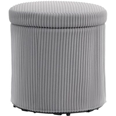 HOMCOM Pouf de rangement rond tapissé en velours côtelé avec couvercle amovible pour couloir, chambre, salon Ø40 x 41 cm, gris clair - Publicité HOMCOM Pouf de rangement rond tapissé en velours côtelé avec couvercle amovible pour couloir, chambre, salon Ø40 x 41 cm, gris clair - Publicité