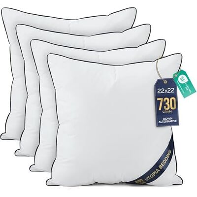 Utopia Bedding Coussin, Coussins de Garnissage, Canapé Oreillers, Rembourrage Coussins, Intérieur Coussin Salon (4, Blanc, 55x55 cm) - Publicité Utopia Bedding Coussin, Coussins de Garnissage, Canapé Oreillers, Rembourrage Coussins, Intérieur Coussin Salon (4, Blanc, 55x55 cm) - Publicité
