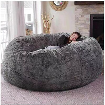 Flyhug Pouf géant en Fourrure pour Meubles de Salon Adulte Grand Rond Doux et Moelleux en Fausse Fourrure (sans Rembourrage) Housse de canapé-lit Paresseux (Couleur: Gris, Taille: 5.5ft) - Publicité Flyhug Pouf géant en Fourrure pour Meubles de Salon Adulte Grand Rond Doux et Moelleux en Fausse Fourrure (sans Rembourrage) Housse de canapé-lit Paresseux (Couleur: Gris, Taille: 5.5ft) - Publicité