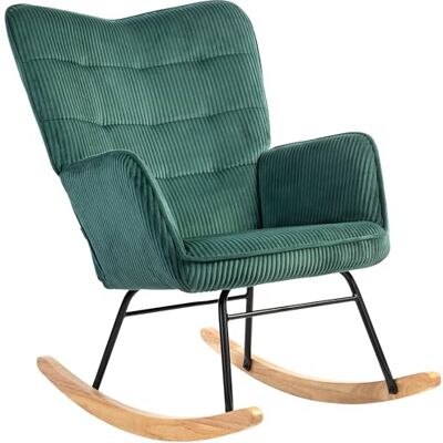 HOMCOM Fauteuil à Bascule, Fauteuil à Bascule avec Aspect Corde, accoudoirs, Fauteuil avec Patins en Bois, Fauteuil de Relaxation pour Salon, Chambre à Coucher, Vert foncé - Publicité HOMCOM Fauteuil à Bascule, Fauteuil à Bascule avec Aspect Corde, accoudoirs, Fauteuil avec Patins en Bois, Fauteuil de Relaxation pour Salon, Chambre à Coucher, Vert foncé - Publicité