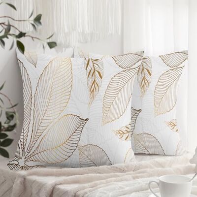 XPHZZL Lot de 2 housses de coussin décoratives 60 x 60 cm Motif feuilles dorées douces Pour canapé, lit, jardin, extérieur Décoration de printemps avec fermeture éclair invisible 60 x 60 cm - Publicité XPHZZL Lot de 2 housses de coussin décoratives 60 x 60 cm Motif feuilles dorées douces Pour canapé, lit, jardin, extérieur Décoration de printemps avec fermeture éclair invisible 60 x 60 cm - Publicité