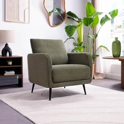 Sicaan Fauteuil Design Emma Velours Côtelé Vert Sauge – Fauteuil Moderne et Confortable – Assise Ergonomique Élégante pour Salon, Chambre ou Bureau – Style Contemporain Chic 71x75x81 cm - Publicité Sicaan Fauteuil Design Emma Velours Côtelé Vert Sauge – Fauteuil Moderne et Confortable – Assise Ergonomique Élégante pour Salon, Chambre ou Bureau – Style Contemporain Chic 71x75x81 cm - Publicité
