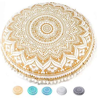 ART Bohémien Yoga Décor Housse de Coussin de Sol 75cm Taie d'oreiller Tapis de Méditation Ronde Décoratif Pouf Tapis en Coton imprimé - Publicité ART Bohémien Yoga Décor Housse de Coussin de Sol 75cm Taie d'oreiller Tapis de Méditation Ronde Décoratif Pouf Tapis en Coton imprimé - Publicité